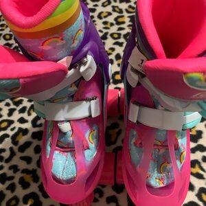 Vibrant Pink and Purple Kids Roller Skates